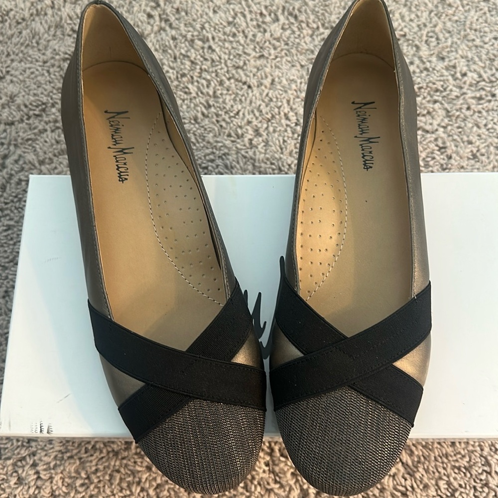 Neiman Marcus Black and Pewter  Ballet Flat - never worn!!
